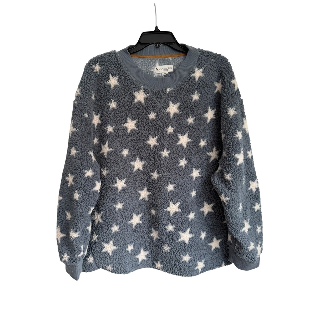 Koolaburra by UGG Womens P3X Blue Star Sherpa Fleece Pullover Sweatshirt Cozy